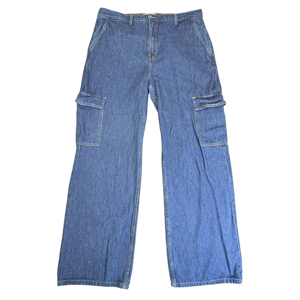 Derek Lam Jeans 10 Crosby Cargo Womens 31 Blue Wide Leg Denim 100% Cotton USA